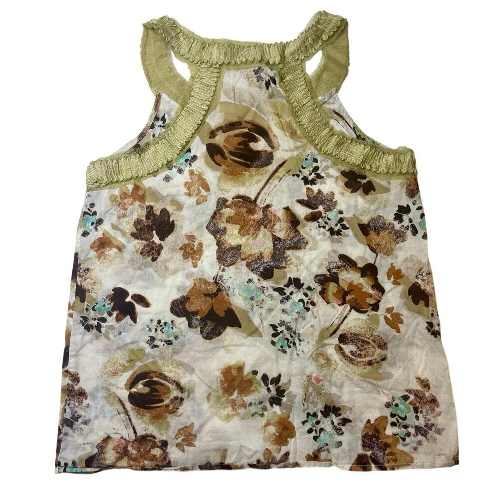 Y2K AMERICAN RAG TANK TOP GOLD BROWN FLORAL SZ S COTTON AESTHETIC FAIRY CORE - Picture 3 of 14
